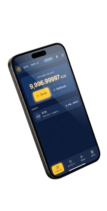 The Lantern wallet running in Chrome, showing an XLM balance